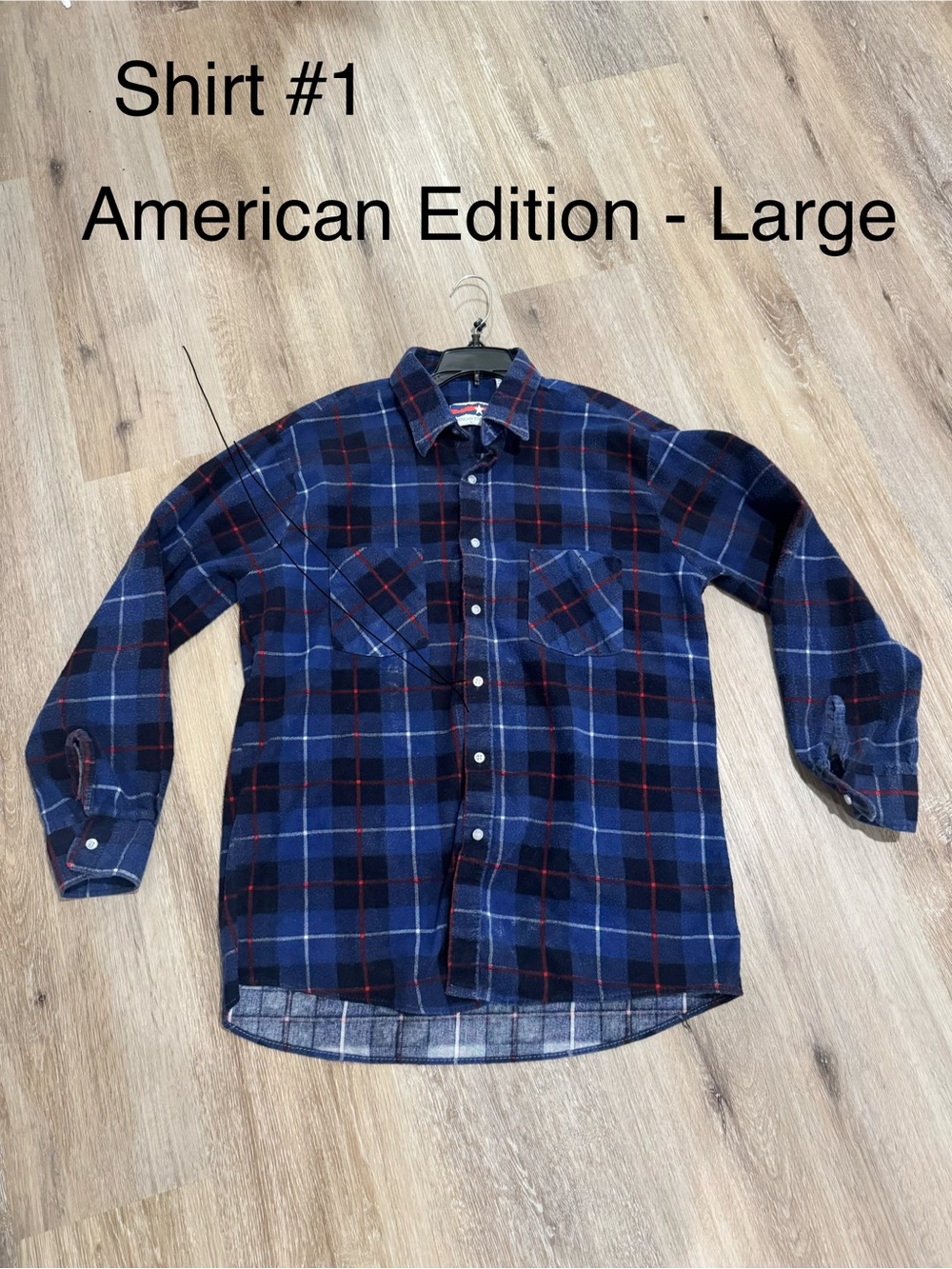 Vintage American Edition Blue Plaid Flannel Shirt - Large